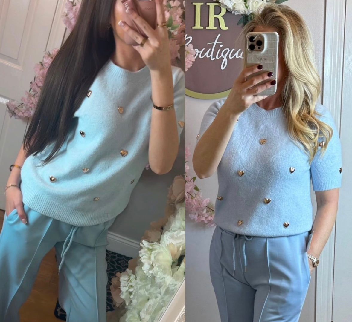 Cupid Gold Heart Short Sleeve Jumper - 5 Colours