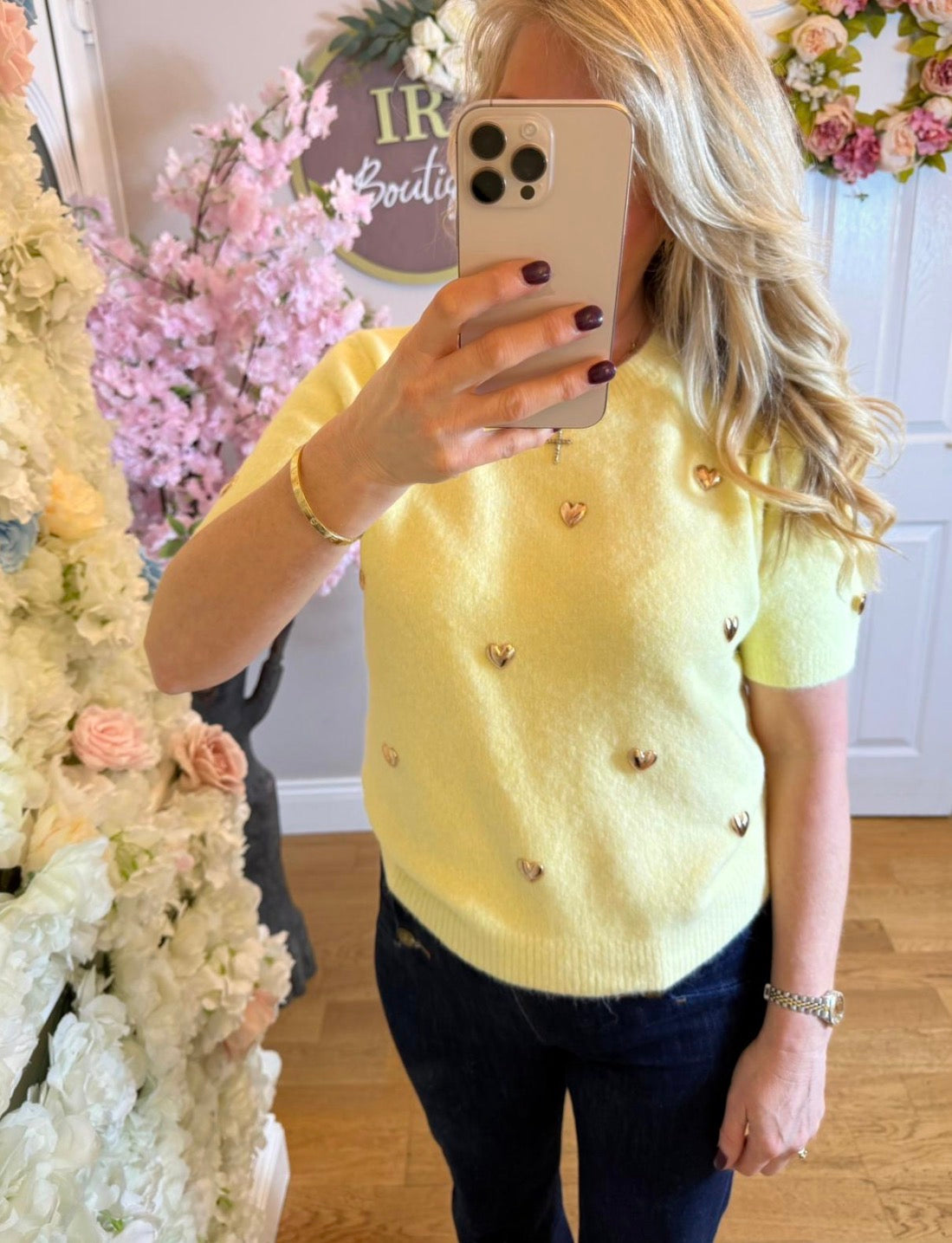 Cupid Gold Heart Short Sleeve Jumper - 5 Colours
