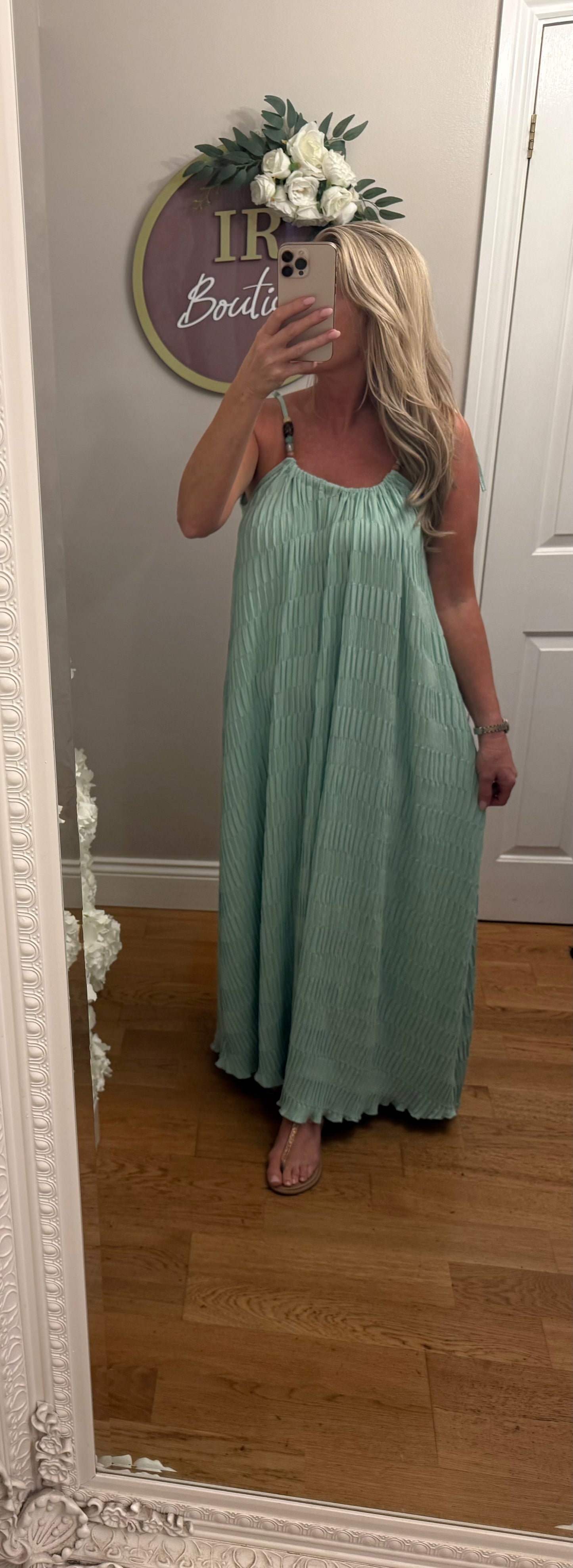 JUPITER- Bead Detail Pleated Maxi Dress - One size upto 22