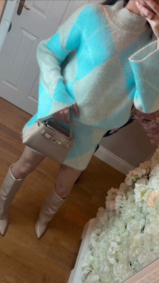 Harley Co-ord - Diamond Knit Two-Piece Skirt Set | 4 Colours