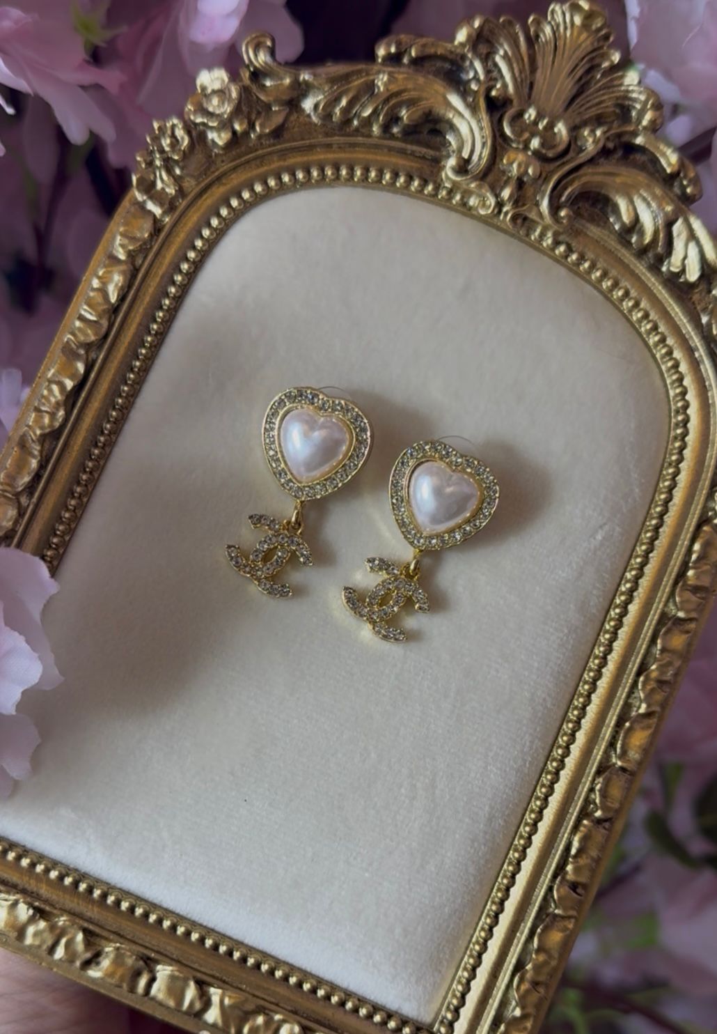 Gold Heart CC Earrings