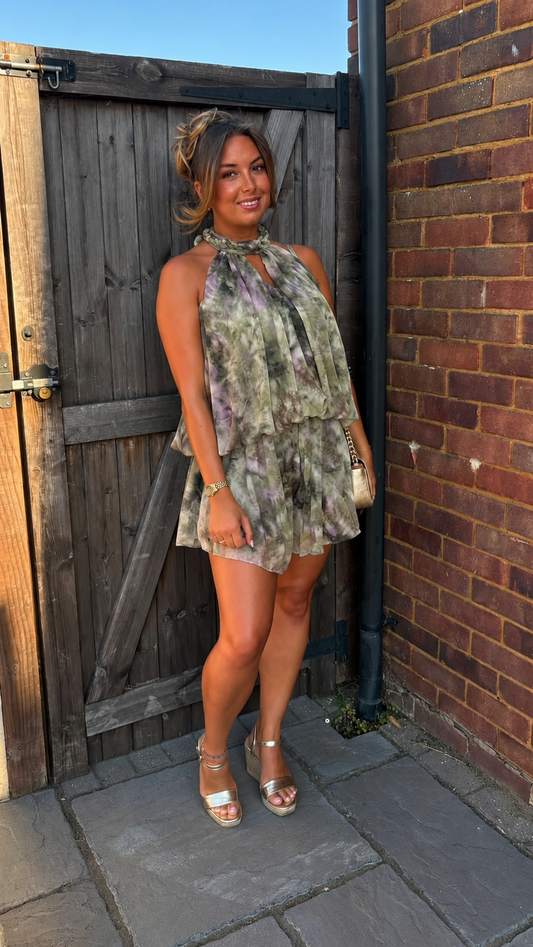 Marble Print Rope Design Floaty Playsuit