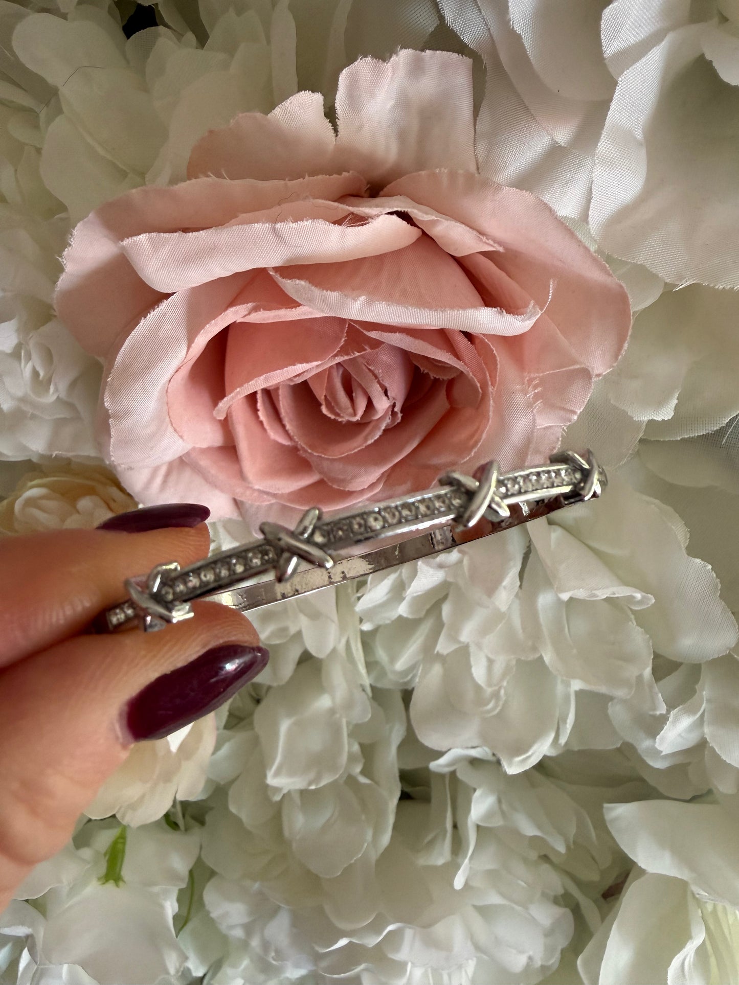 Silver Tiff Diamonte Bangle - Sparkle Statement Bracelet