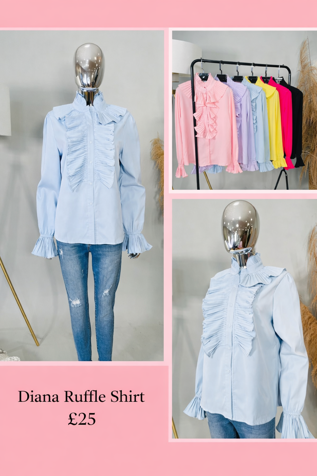 Diana ruffle shirt with frill neck detail - elegant blouse