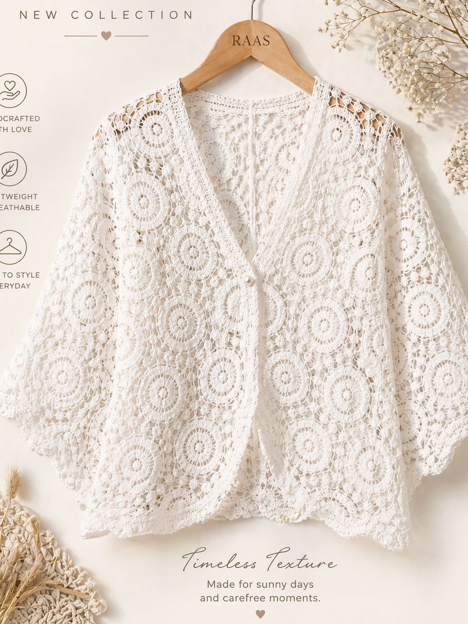 JAY - Crochet Cardigan - one size upto 16/18