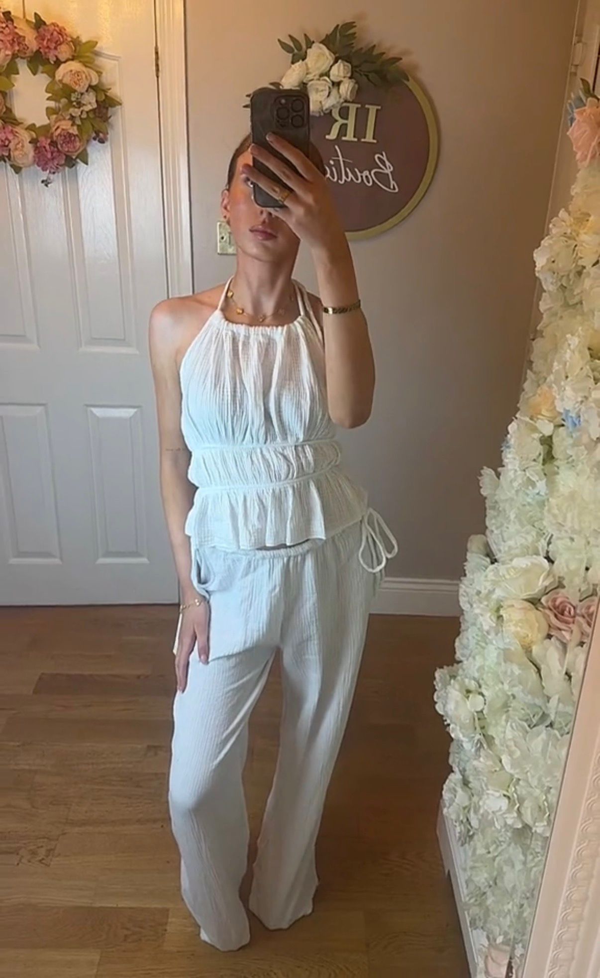 JENNIFER - Halter-neck and ruffle cheese cloth trouser co-ord - 7 Colours