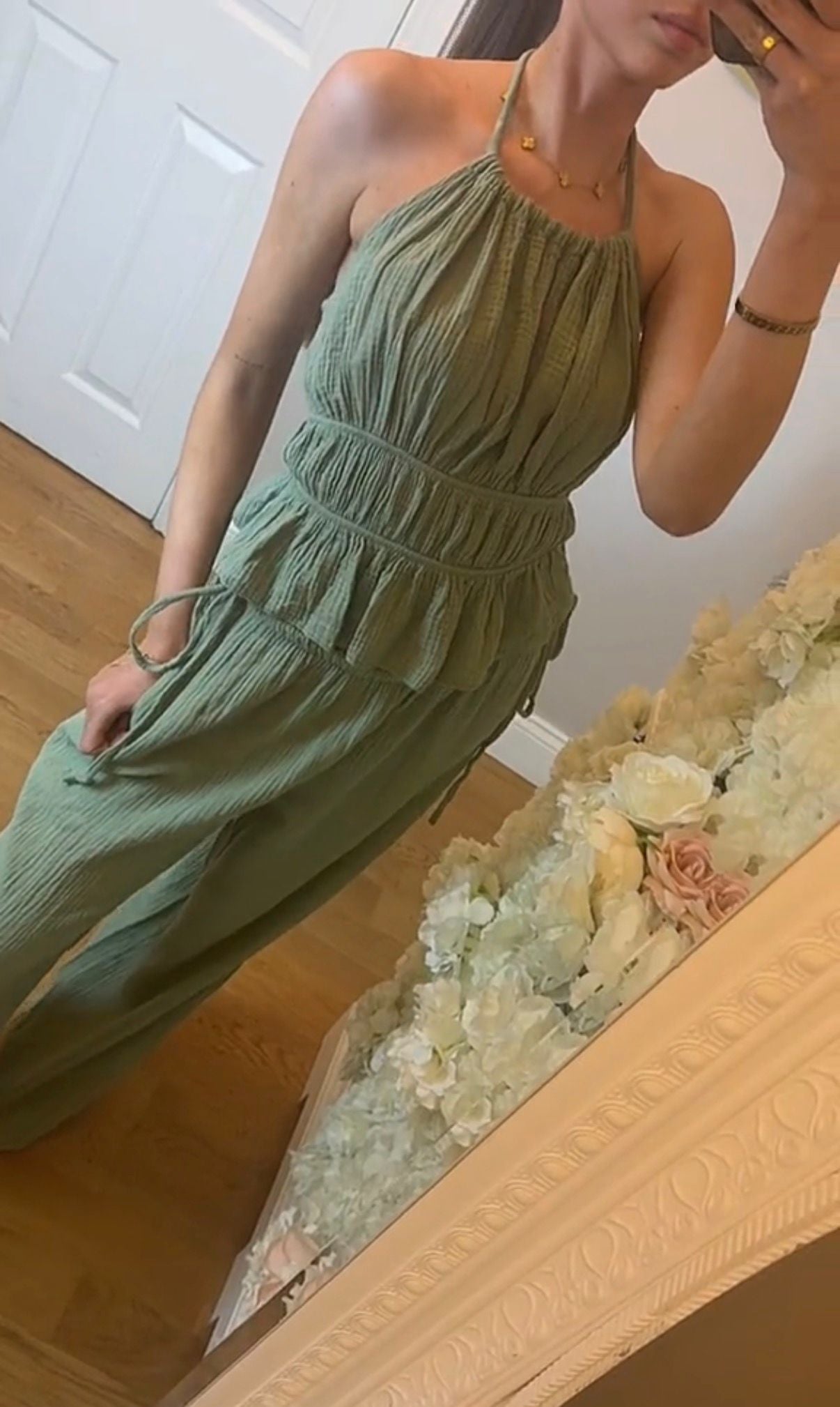 JENNIFER - Halter-neck and ruffle cheese cloth trouser co-ord - 7 Colours
