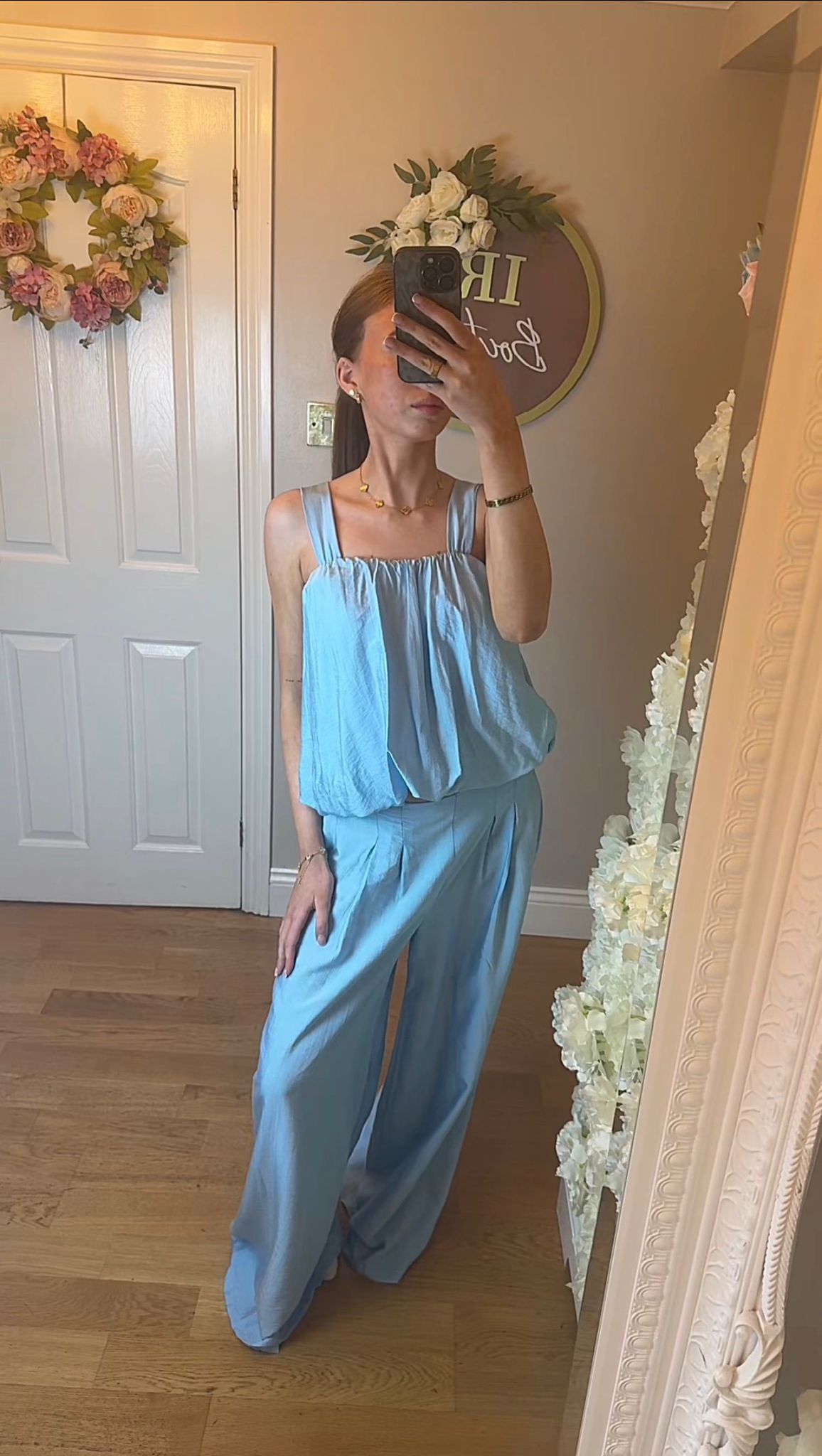 JODIE - Bubble hem top and pleated wide leg trouser co-ord - 6 colours