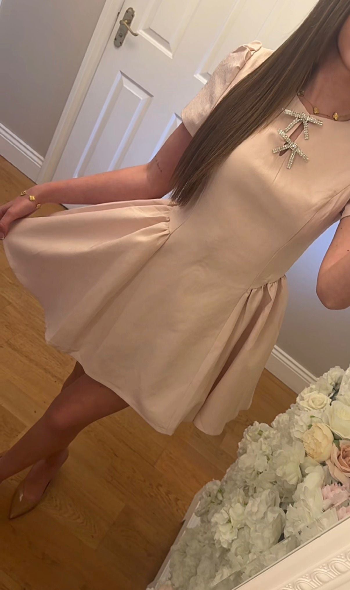 MOLLY - Diamonte bow full skirt dress - 2 colours