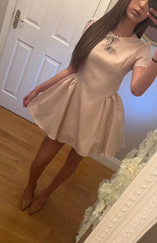 MOLLY - Diamonte bow full skirt dress - 2 colours