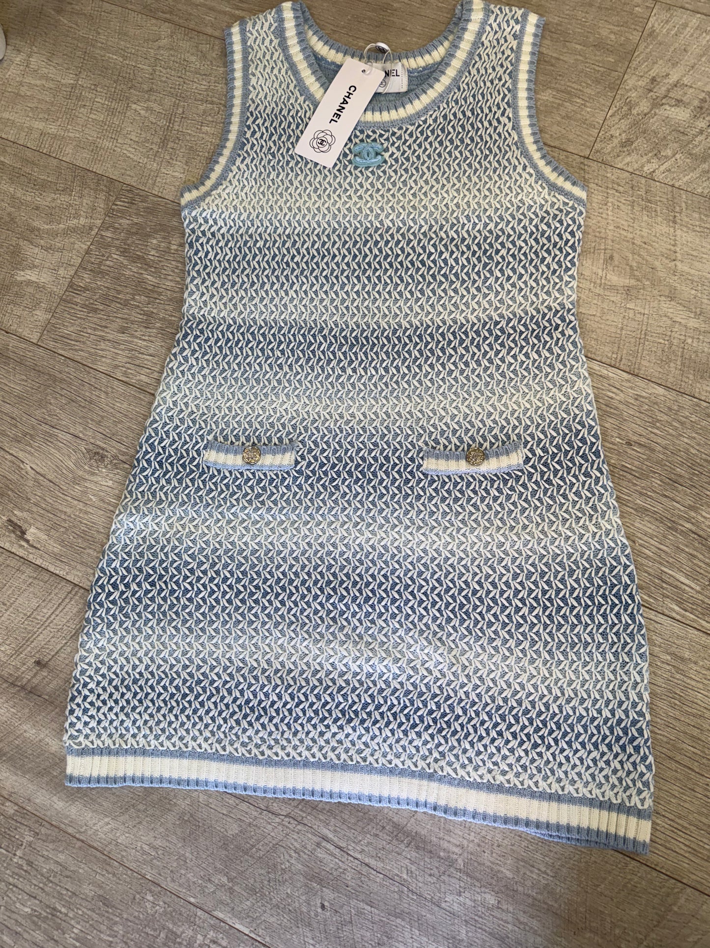 C Blue Pastel Striped Dress - size 4-10