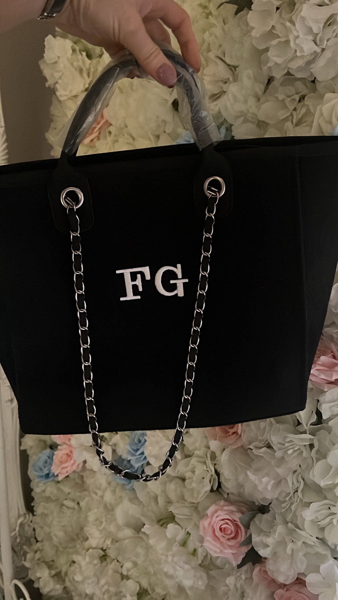 Medium Canvas Personalised Embroidered Tote Bag - BLACK