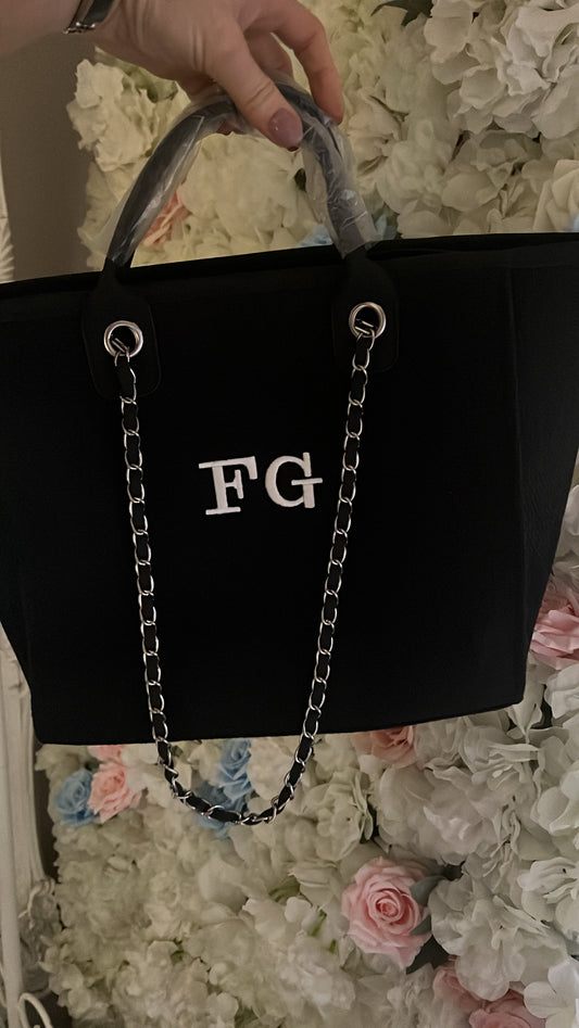 Medium Canvas Personalised Embroidered Tote Bag - BLACK