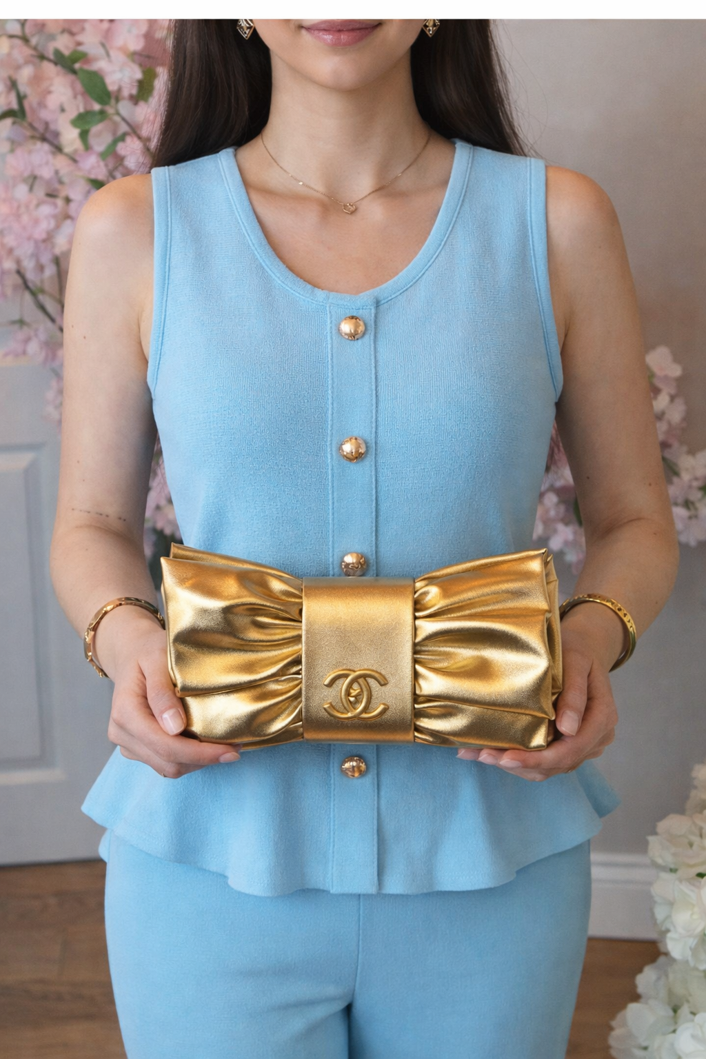Gold Bow Bag - Designer Clutch & Crossbody Handbag