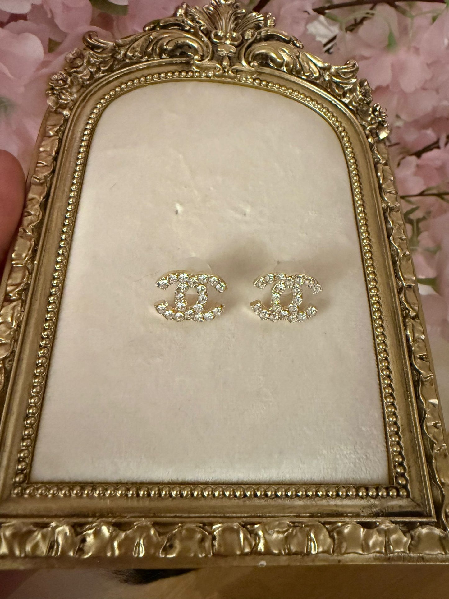 CC Medium Crystal Stud - Gold