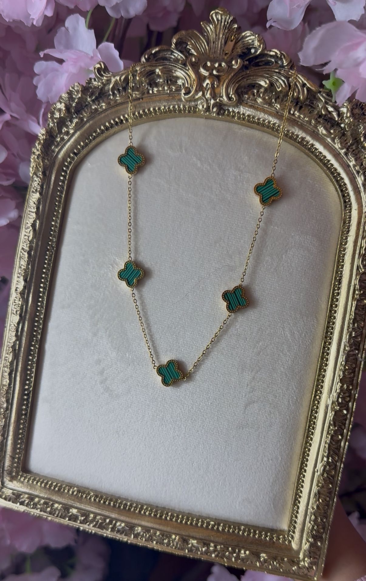 Clover Necklace - Green and Gold