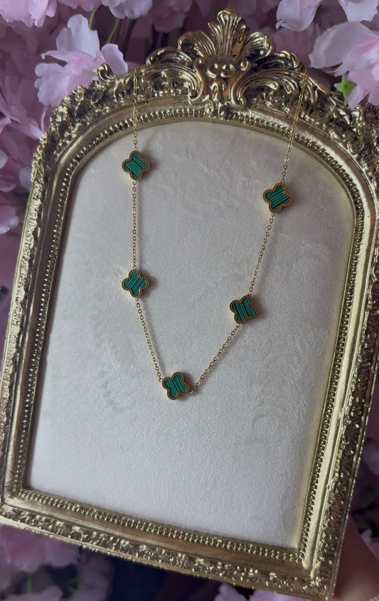 Clover Necklace - Green and Gold