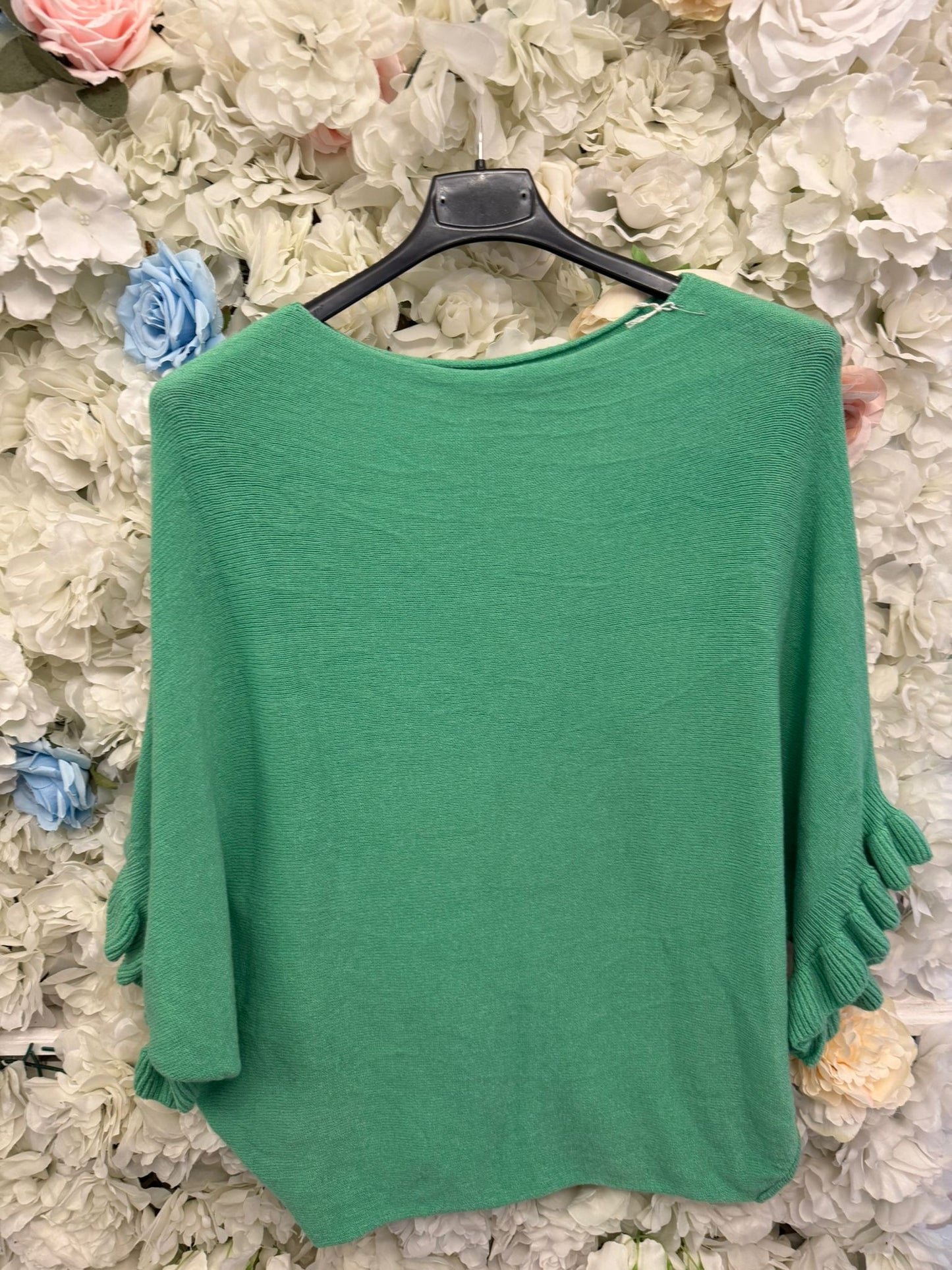 Frill Sleeve Fine Knit Jumper -