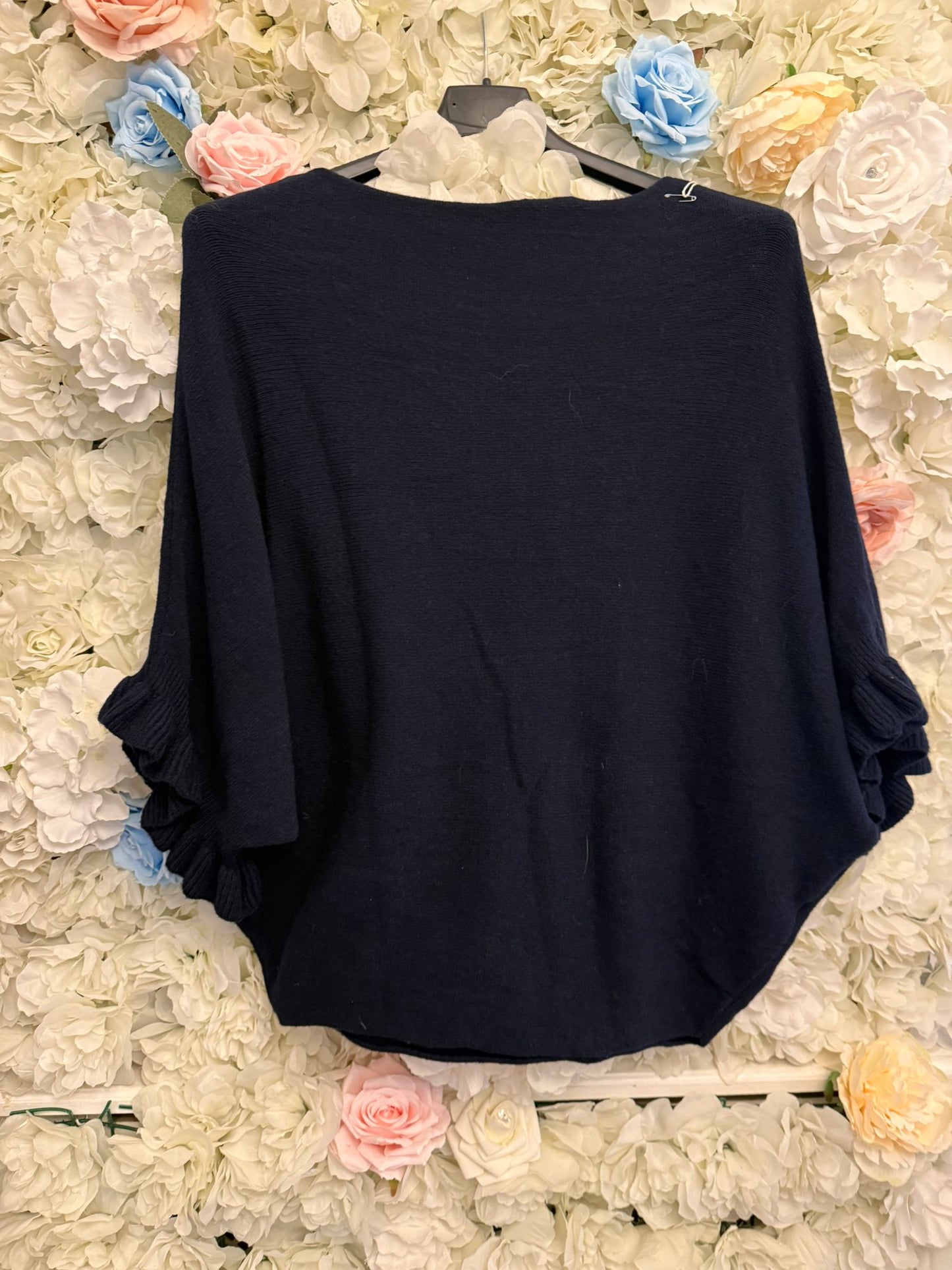 Frill Sleeve Fine Knit Jumper -