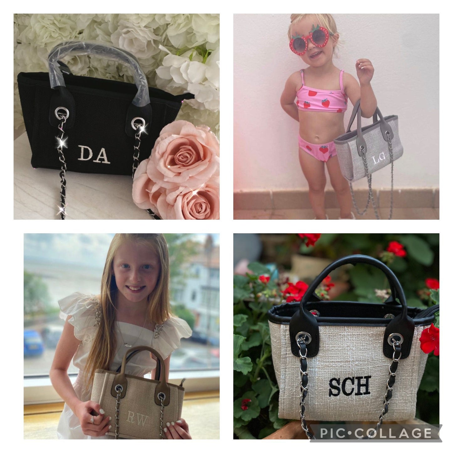 Mini Canvas Personalised Embroidered Tote Bag - GREY