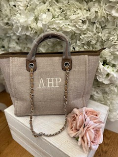 Medium Canvas Personalised Embroidered Tote Bag - MOCHA