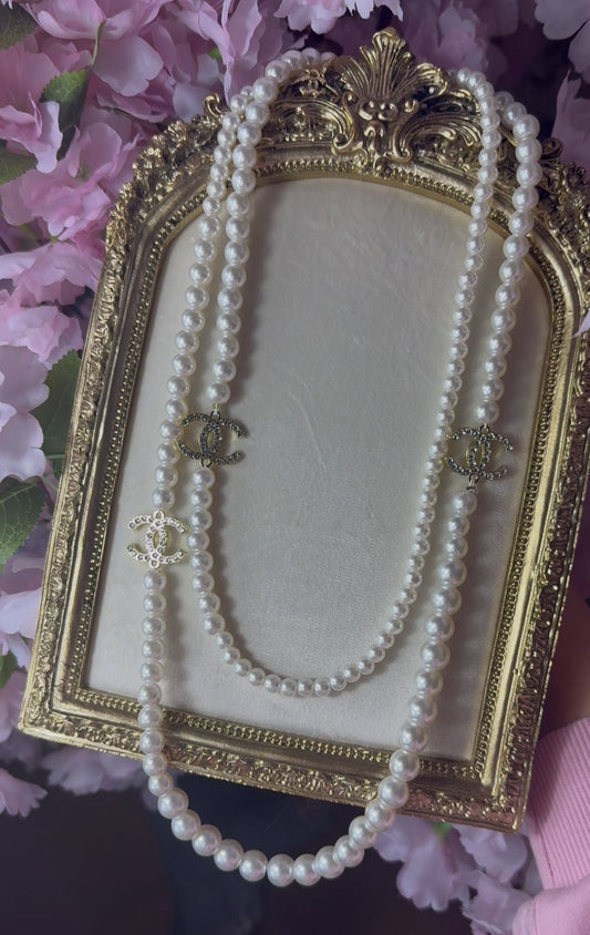 CC Pearl & Diamonte Necklace - Gold