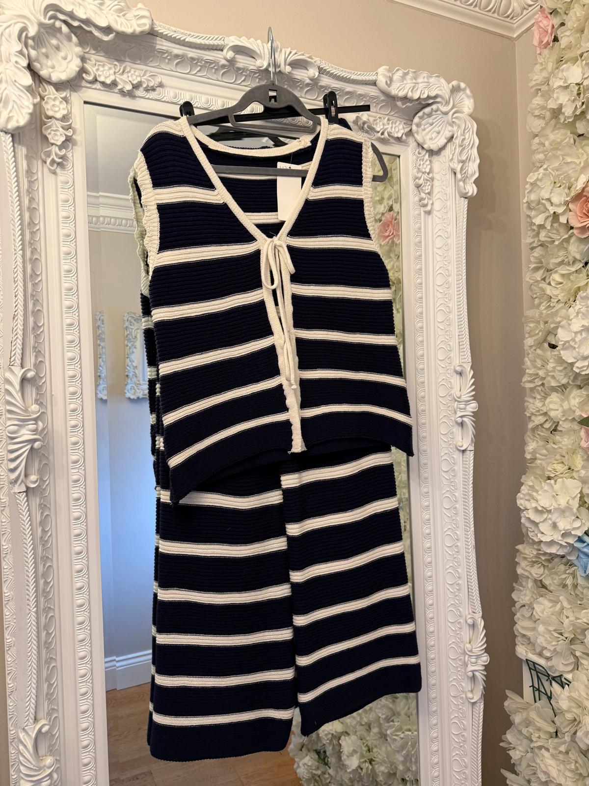 PARIS - Striped Sleeveless Tie Front Lounge Set Co-ord - 2 Colours