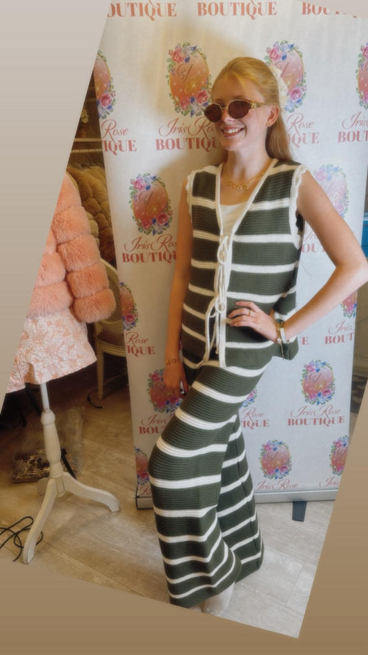 PARIS - Striped Sleeveless Tie Front Lounge Set Co-ord - 2 Colours