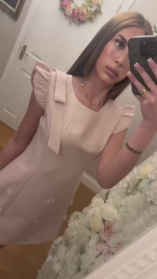 ELEANOR - Flower Embellishment Dress With Bow