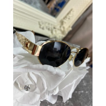 Selina Milan Black & Gold Oval Sunglasses