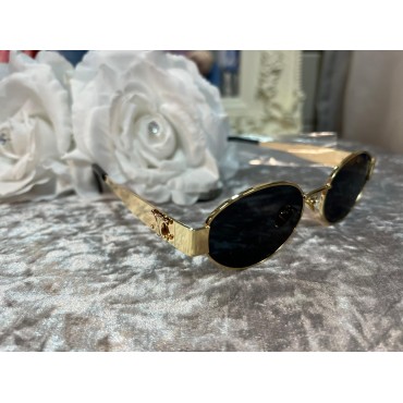 Selina Milan Brown & Gold Oval Sunglasses