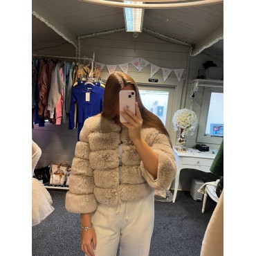 Beige Luxe Faux Fur Jacket