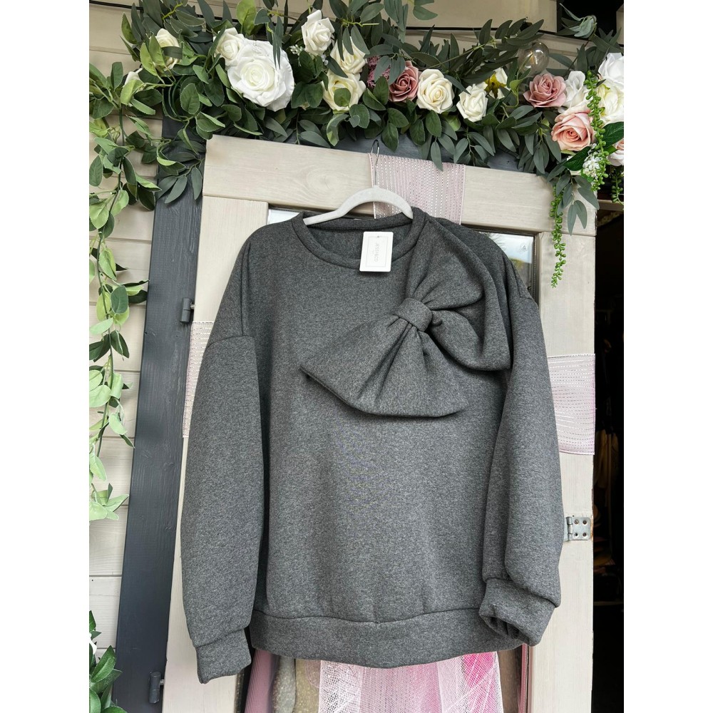 Grey Big Bow Sweatshirt