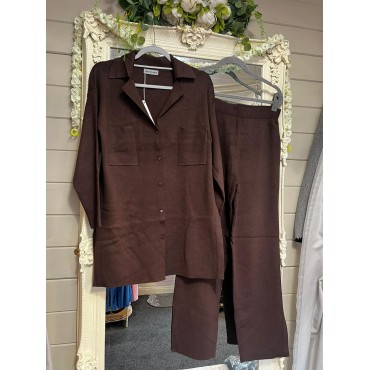 Brown Cardigan style lounge set