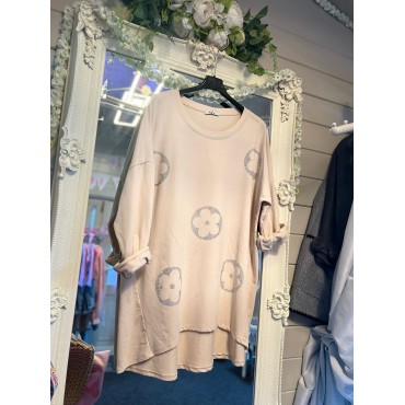 Daisy Beige embellished tunic top