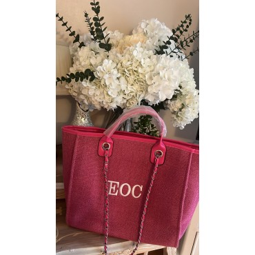 Fuscia Pink Personalised Medium Canvas Tote Bag