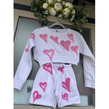 Graffiti spray short set - Pink heart - 9-10 year