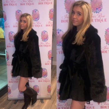 Black Faux fur Luxury Belted Coat