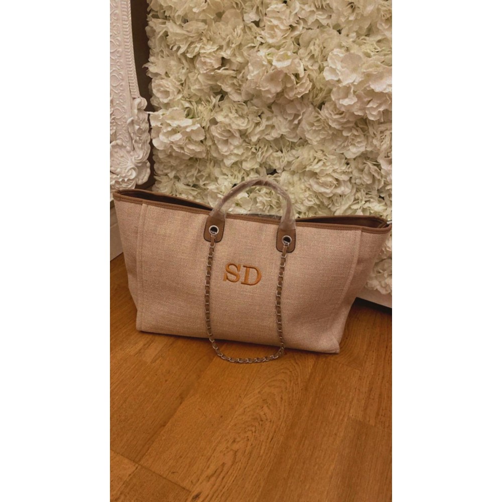 Mocha Personalised Large Canvas Tote Bag