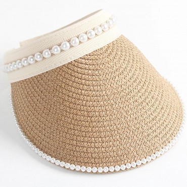 Sun visor with pearl embellishment 