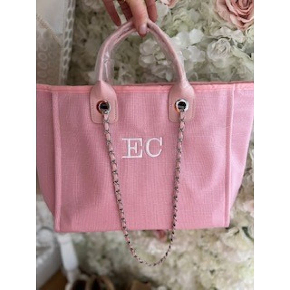 Pink Personalised Medium Canvas Tote Bag