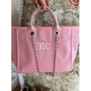 Pink Personalised Medium Canvas Tote Bag