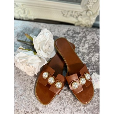 Tan pearl sandals